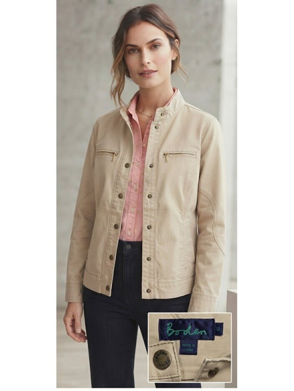 Boden Khaki Utility Jacket sz 12